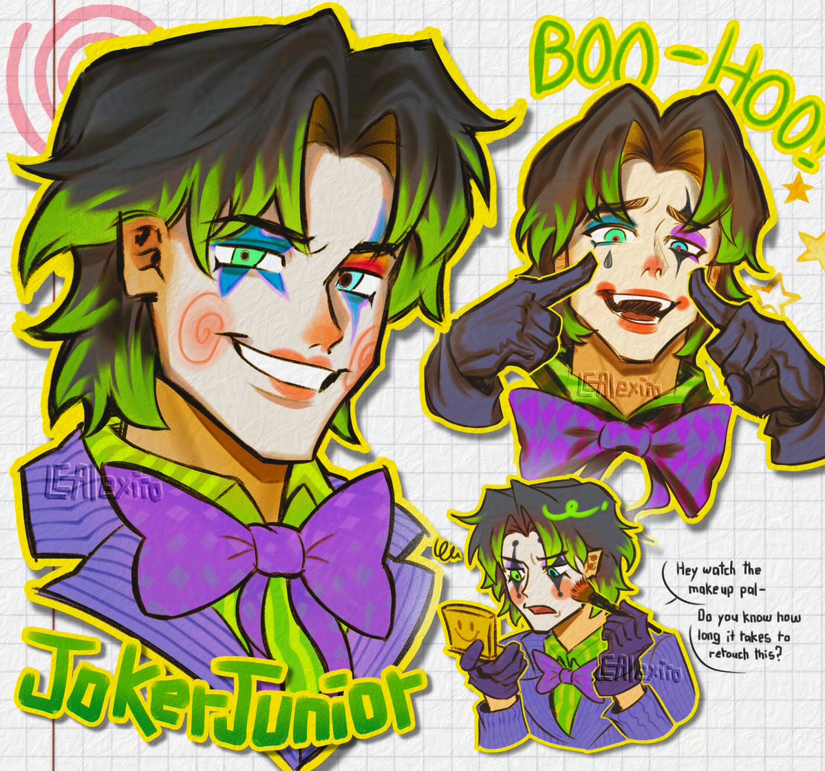 LEAlexiio's tweet photo. Still trying to figure out how to draw JJ, hes kinda hard to draw especially his makeup 
—
#jokerjunior #Dccomics https://t.co/obF1cvh4ow