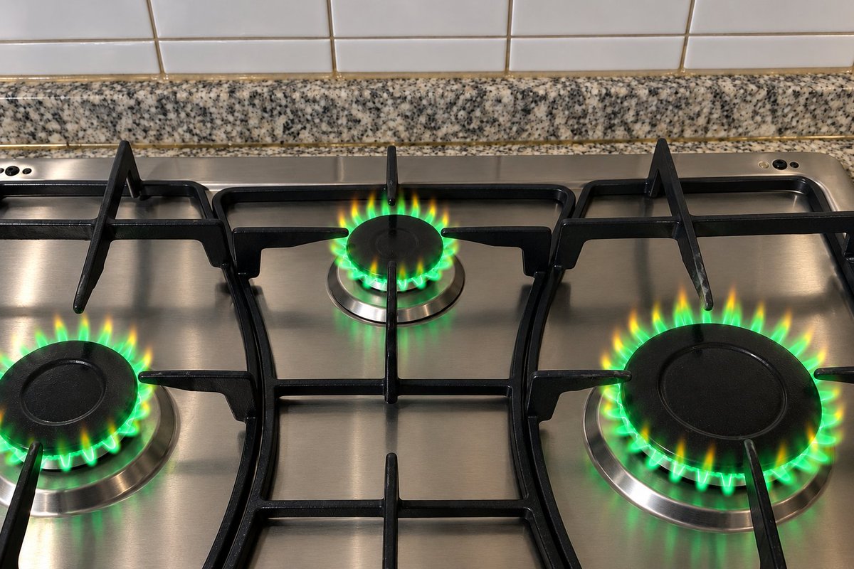 Ajayfizzy's tweet photo. All my gas burners suddenly turned green, what does that mean?? https://t.co/zoHjoJVd6V