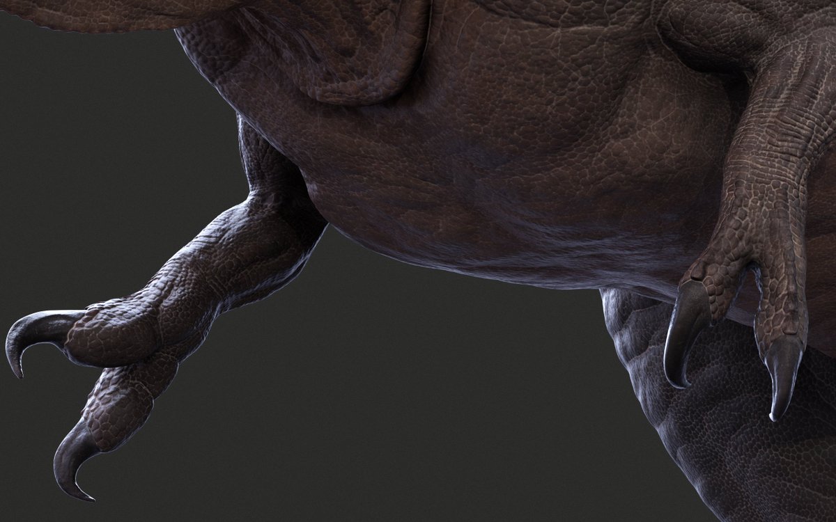 Sketchy_raptor's tweet photo. A full resolution look at some the texture work I did for my "Crooked Rex" character earlier this year. This was a big personal leap in both overall fidelity and physical material complexity for me. https://t.co/A8wMGigkcH