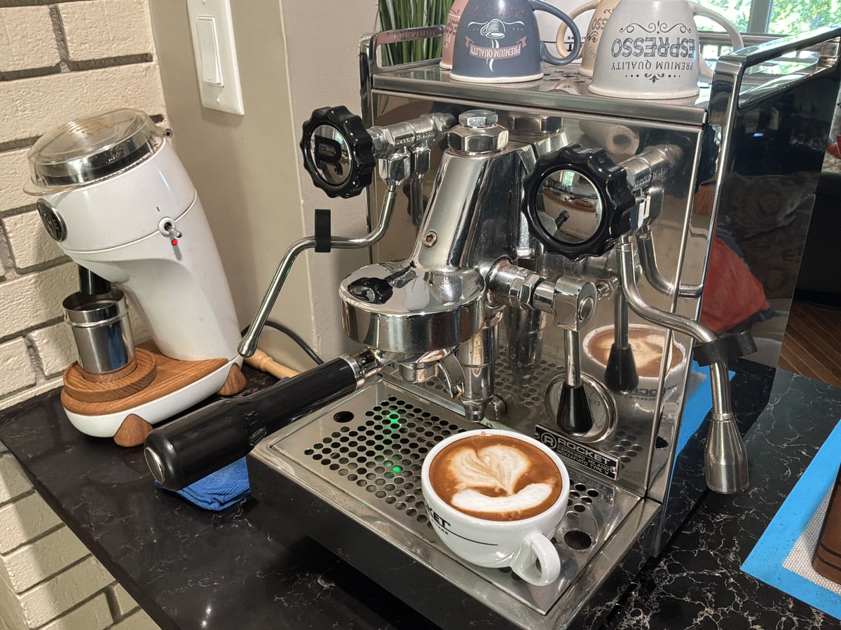 RevvedUpVeteran's tweet photo. Saturday morning cappuccino.

Heart in the foam, the Rocket on the counter, and the quiet kind of work. I’m at the kitchen bar putting ideas together to help veterans get a fair start.

How’s your morning, folks? https://t.co/POJBGZqfIa