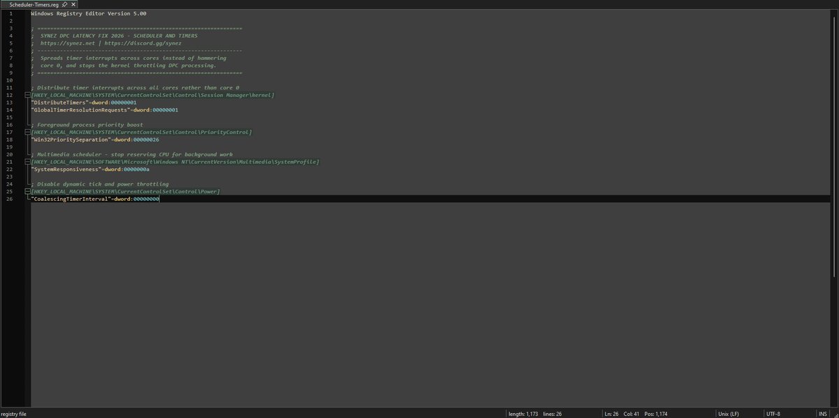 Law_0dly's tweet photo. @SynezOS distribute timers has been deprecated and doesnt even exist anymore for quite a while now XD 
GlobalTimerResolutionRequests at 1 ??? 
games use Hybrid Frame Limiters so useless
win32 on 26? prob one of the worst values to set https://t.co/li0DAvaJL1