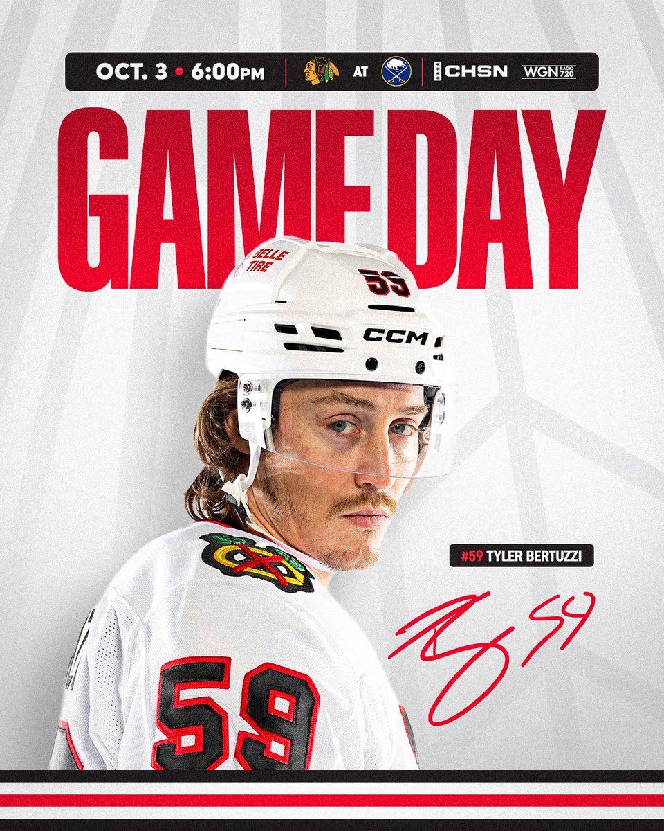 NHLBlackhawks's tweet photo. hello new york (buffalo) 🤠

🆚 @BuffaloSabres 
⏰ 6:00PM CT
📺 @CHSN__ in-market, @ESPNPlus out-of-market
📻 @WGNRadio https://t.co/lYS2s2m9UD