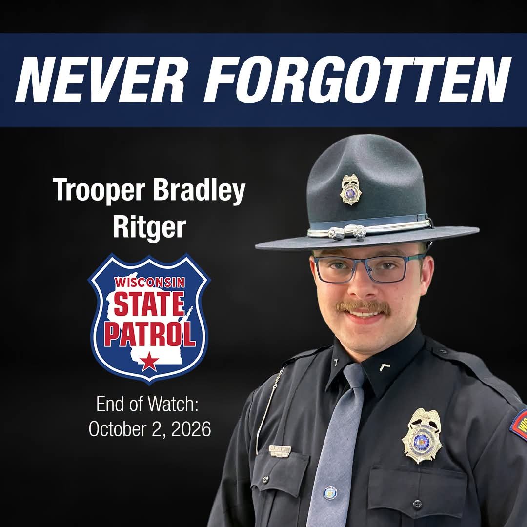 WaukeshaAlerts's tweet photo. Trooper Bradley Ritger, 29, made the ultimate sacrifice. He is the 9th Wisconsin State Trooper killed in the line of duty in recorded history.

His service and sacrifice will not be forgotten. My thoughts are with his family, friends, and co-workers during this difficult time. https://t.co/R42cDzdbVF