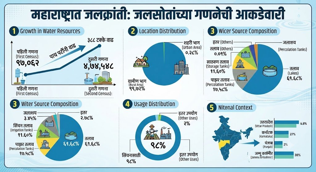 airnews_mumbai's tweet photo. #Maharashtra: देशात नुकत्याच केलेल्या जलस्रोतांच्या गणनेत महाराष्ट्रात ४ लाख ७४ हजार जलस्रोत आढळले असून गेल्या गणनेच्या तुलनेत यामध्ये पाच पटींनी वाढ झाली आहे.
#WaterResources #WaterResourcesCensus #WaterConservation #WaterManagement #WaterSecurity #JalSansadhan https://t.co/XNgAnyjil8