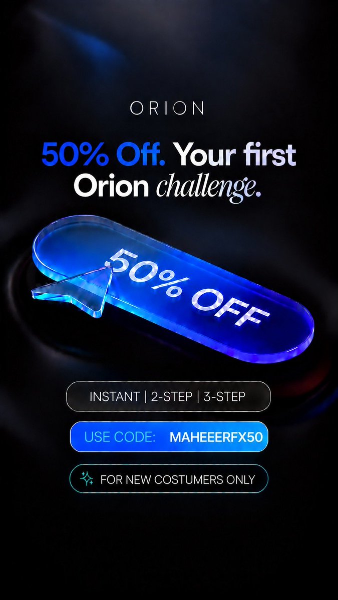 MaheeerFx's tweet photo. 🚀 PARTNERSHIP ANNOUNCEMENT!

I’m excited to officially partner with @Orionfundedcom 🤝

To celebrate, I’ve giving 50k @Orionfundedcom Accounts for the community.

$50K GIVEAWAY🛎
5 × $10K accounts up for grabs!

👉To enter: follow @MaheeerFx @Orionfundedcom @OrionAffiliates
👉Join Telegram:https://t.co/EWkDfo2rKD
👉Like and Retweet and Tag 3 traders 

Also follow: @Propfirms_Audit @1trade0 @Dayyib19
@Awelmo1
And for those who want to get started with Orion Funded:
https://t.co/8MpbKhXwYa

🔥 50% OFF for new users
🎟️ Code: MAHEEERFX50

DROP SCREENSHOT FOR EVERY SINGLE TASK.