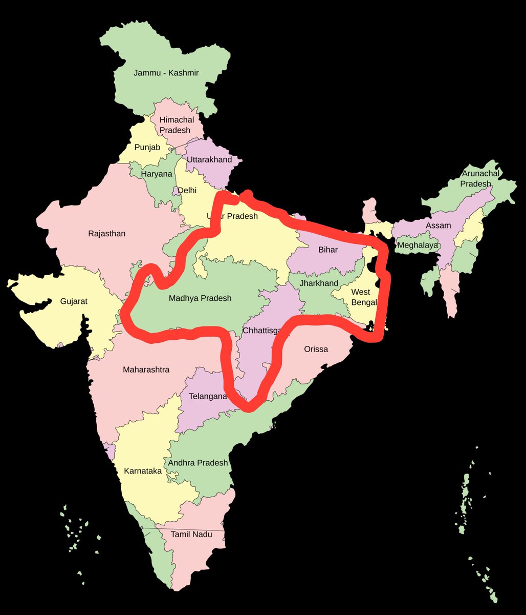 naman_mlk's tweet photo. @47Tolkien Most of them that are actually Indian originate from the area inside circle and rest half from other states.

Certainly Indianis Third World but some areas way absolute hellhole. https://t.co/o7sFi2TqTn