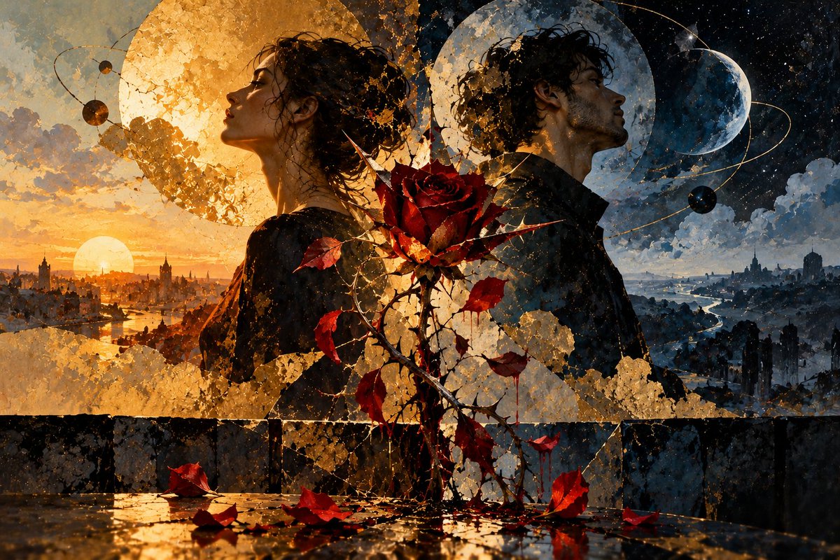 my2centsandme's tweet photo. #vss365 #UnchainedSymphonies

#lure #congruous

Their words were congruous,
surprisingly enough,
Their thoughts were polar opposites,
almost from different universes.

They were lured by the magic,
of incompatibility breeding new experiences,
In the middle of their differences,
They expected roses to bloom.

The roses bloomed,
with thorns in place of petals,
It had pricked them always,
the wound developing into a big scar.

Was it truly love that they felt? 
Or was it just an experiment? 
Perhaps they had learnt the hard way, 
even love is just an experiment.

📸 AI