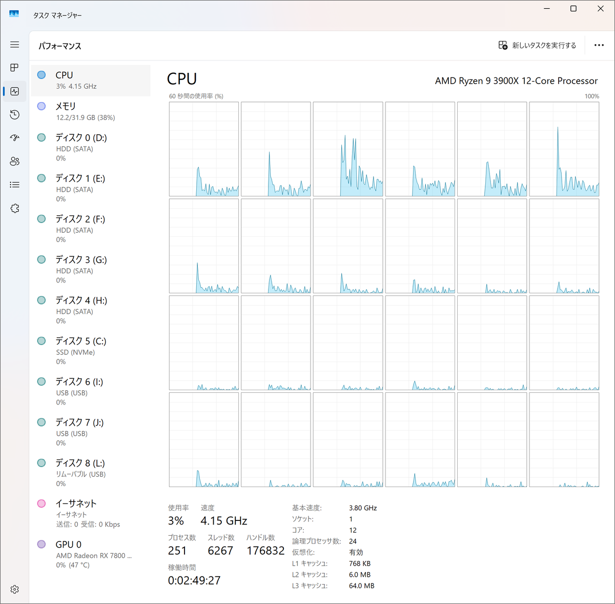 T86Bou's tweet photo. うちのちょっと使い古したZen2のPC。

何年前に組んだんだっけか？　今はWindows11化とかラデ積んだりとか適時アップデート。
メモリ32GBと、SSD1TB積んでたのえらい https://t.co/3Zq1ZrJUKX