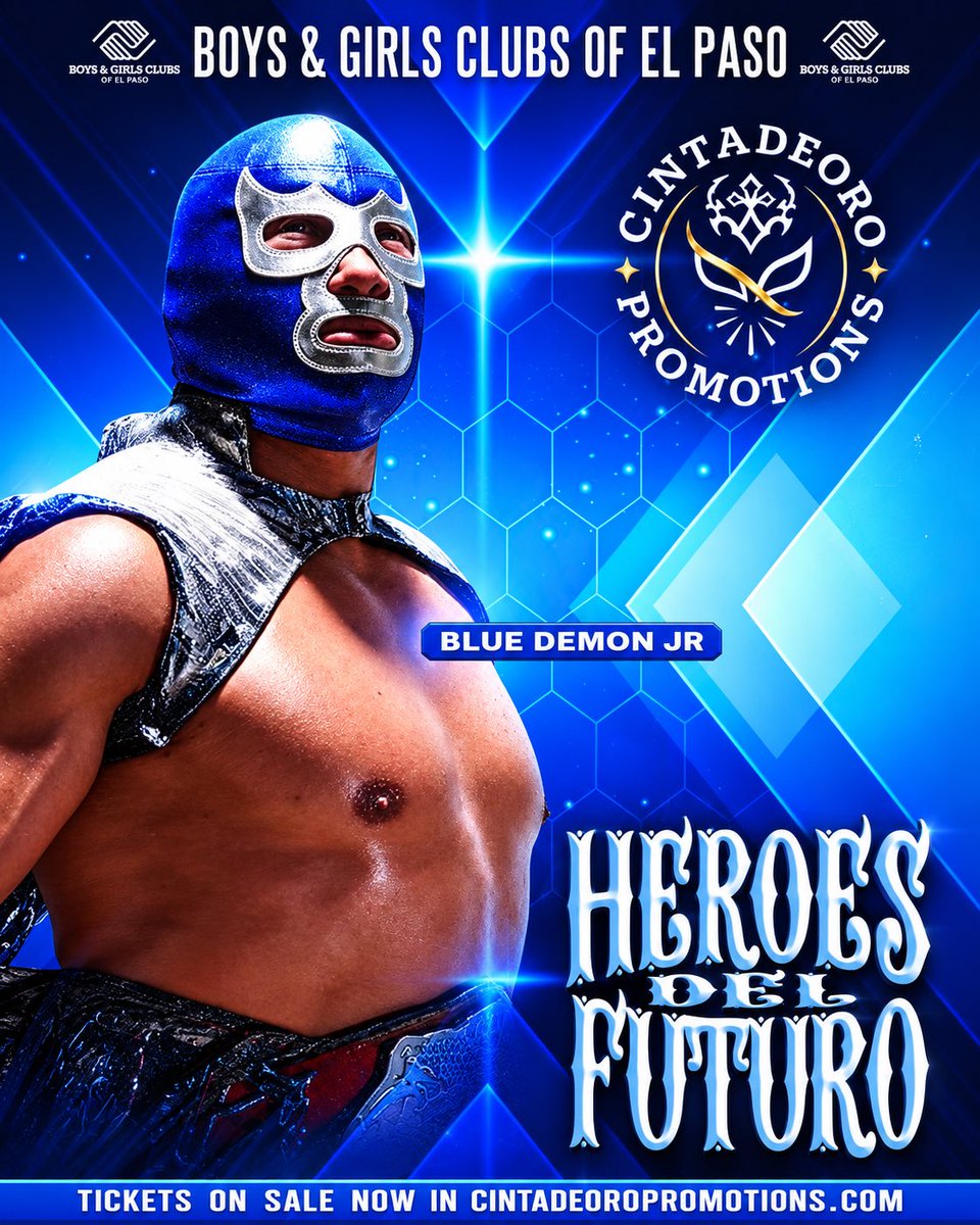 CDOPromotions's tweet photo. 🔥 ¡EL DÍA LLEGÓ, EL PASO! 🔥

Hoy hacemos historia con HÉROES DEL FUTURO. 💙⚡ La leyenda Blue Demon Jr. llega para una noche inolvidable de lucha libre, emoción y unión por nuestros niños.

🤼‍♂️ ¡HOY SE LUCHA POR EL FUTURO!
🎟️ Últimos boletos: https://t.co/a45olehSGE

#BlueDemon https://t.co/x1JCHTAU04