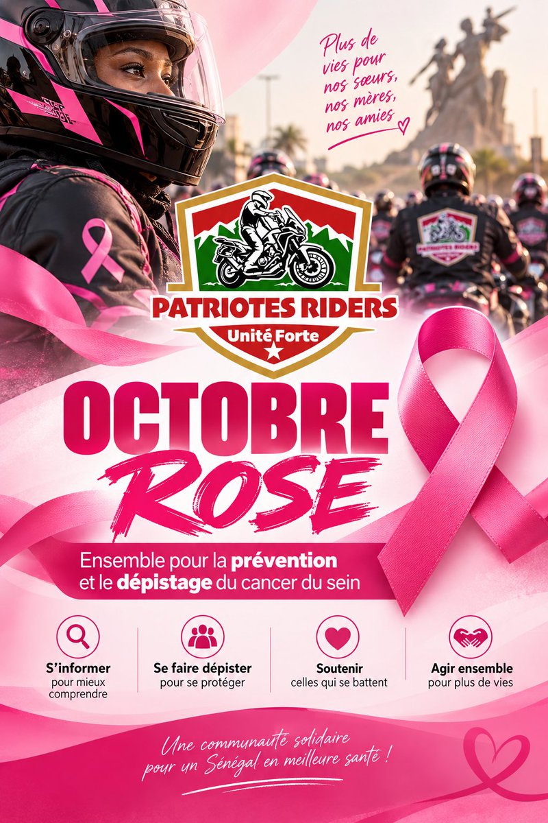 patriotesriders's tweet photo. 🎀 En ce mois d’Octobre Rose, les Patriotes Riders s’engagent aux côtés de toutes les femmes.

Sensibiliser, prévenir, dépister et soutenir : chaque geste compte dans la lutte contre le cancer du sein. 💗

Ensemble, faisons de la prévention une force et de la solidarité https://t.co/JsjC3RlctP