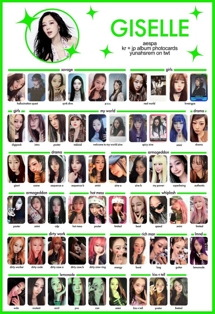 4everaerichan's tweet photo. 🎱 : WTB LFS

æspa giselle album and pob photo cards. 🫧

savage girls my world drama armageddon hot mess whiplash dirty work rich man lemonade kiss n tell wda https://t.co/WnmJBK9brf