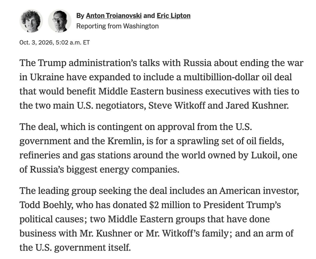 JayinKyiv's tweet photo. The mechanics of the Trump family's deal with Putin are almost as simple as Trump himself.

A Trump proxy will "buy" billions in now sanctioned Russian oil assets around the world, Trump will remove sanctions specifically on those assets, with Putin again earning by selling more oil through them, and Trump family generating hundreds of millions/year through ownership.