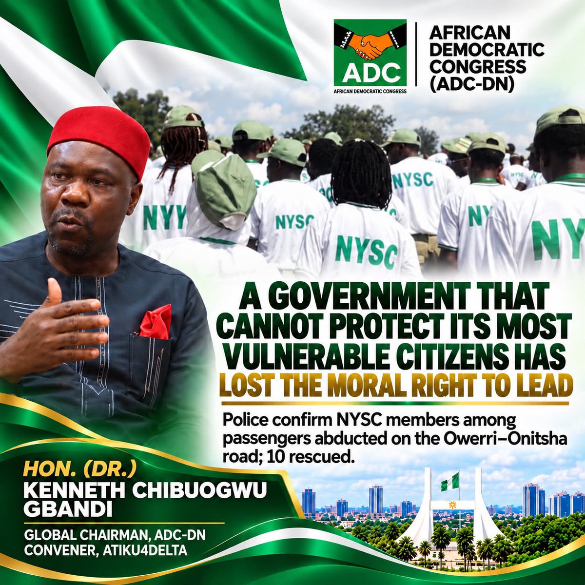 OLUWAREUBEN's tweet photo. 🆘 _Since the NYSC was established, its members have been treated with special regard as “government pikin”, a recognition of their service to our country and the vulnerability that comes with their national assignment._

‼️ _A government that cannot protect its most vulnerable citizens has lost the moral right to lead._

*2027 is a date in history.*‼️