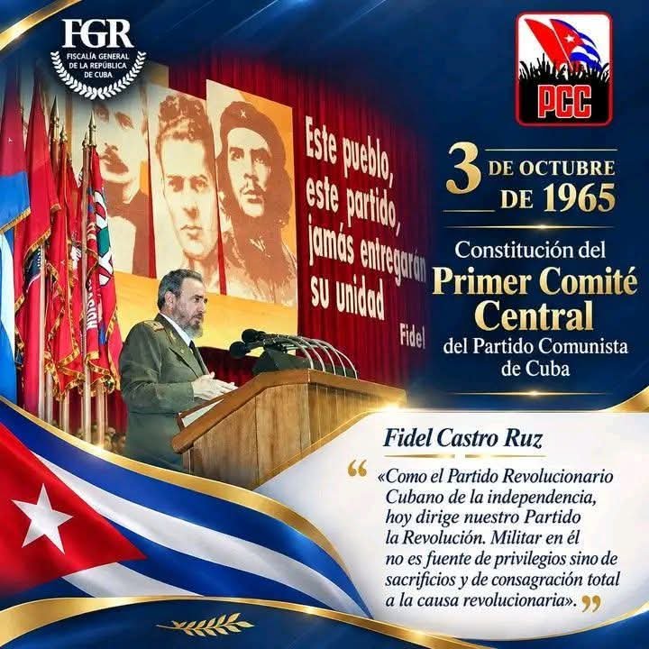 SFerreyan's tweet photo. El 3 de Octubre de 1965, se constituye el Primer Comité Central del Partido Comunista de #Cuba 🇨🇺 
#FidelPorSiempre 
Vanguardia de la revolución cubana.
@PartidoPCC https://t.co/p3is8R6dvt