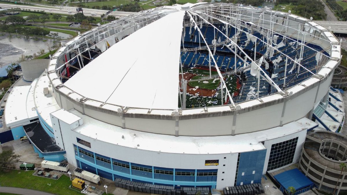 RaysTheRoofTB's tweet photo. Almost two years ago, Tropicana Field looked like this

Tonight, the biggest playoff crowd since Game 5 of the 2010 ALDS is expected back in St. Pete

Tampa Bay is stronger than ever before 💪🩵💛 https://t.co/SDRx7vkLoL