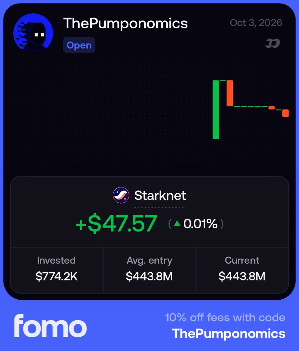 ThePumponomics's tweet photo. bought $740k of starknet this week (yes, seriously). 

here's the thinking, and i'll say up front that this is one of the grossest charts i've ever seen and makes me want to throw up.

it's down about 99% from the launch highs and it's been down only for 2.5 years. i'd guess 99 out of 100 people who know what it is, hate it, and based on the pa i don't blame them at all. price leads narrative, so when a chart looks like that nobody has anything nice to say about it. 

that's kind of why i'm here.

chart starting to look bulla:

i'm seeing big bullish div on the weekly as well as rsi back above 50 and is currently retesting. price is curling up and building a base. to me that has the makings of a long term major bottom. 

narrative: "programmable zcash"

zcash led this cycle and near ran after it as the next privacy play, and i think starknet could be third in line. there are deep connections between zcash cofounders and the starknet team. starknet shipped native privacy in june, so you can shield basically any token on the chain, and there's a private version of bitcoin on there too. the proofs it runs on are quantum resistant (nice buzzword for the future). 

there's also a proposal called ztarknet to build a starknet style layer 2 directly on top of zcash. so the simple version is it is "programmable zcash", zcash's little brother sitting at 315m mcap. 

this reminds me a lot of near. i bought about $2m of near around a $1.40 back in march and april. literally no one was talking about it, let alone buying it and most of my replies were some version of:  

"why near? it's a 2021 shitcoin that's down only, you're throwing your money away"

now everyone loves near. the chart then looked a lot like the strk chart does now. it went on to roughly 3x from there in 6 months. too bad i didn't hold it. i got shaken out, which was bad execution on my part, but the thesis played out.

the big difference is that near had intents, a product people actually used and adds value. starknet doesn't have that yet. hardly anyone uses the chain, revenue is basically nothing, and there's no app people care about. but these guys are well funded and seem to be shipping new things. 

where i could see a real product gain traction is private trading. on hyperliquid every wallet and every trade is public, so people get copy traded, whales get hunted, wallets get flagged. i think there's a market for a dex where you keep your own keys and nobody can see your positions. some of that is already live on starknet, private swaps and private perps, it just doesn't have users yet. and every private transaction costs 4 strk, so if that ever gets real usage the token is right in the path of it. i also played around with an options app on starknet called supervega for a few minutes. haven't placed a trade but the ui was clean.

the token unlocks have been the main reason to hate the coin. 127m tokens a month. here's the good news, there are only 6 unlocks left and the last one is march of 2027. each one is around $5.5m at current prices and about 74% of supply is already out. the september one got absorbed without a problem. feels to me like the sellers are mostly done. the market usually front runs these things. 

last thing. if this does get going it has the potential to be a hated rally, and i kind of like that. a lot of people will want to fade it or short it because of what it did to them, and that kind of thing gets a coin talked about and can push a move further than it would normally go.

the risks are obvious (mainly, no real usage).  

time will tell if i have gone full schizo, or if this will be a nice play. 

we'll see.