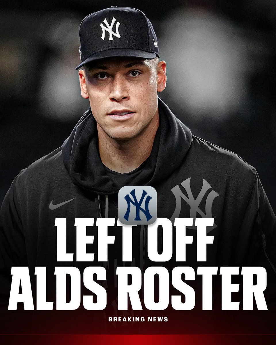 espn's tweet photo. Breaking: Aaron Judge will not be on the Yankees’ ALDS roster against the Rays, a source confirmed to ESPN.

Judge has not played since Sept. 16 due to a right calf strain. First reported by YES Network. https://t.co/Syo5Tnai1t
