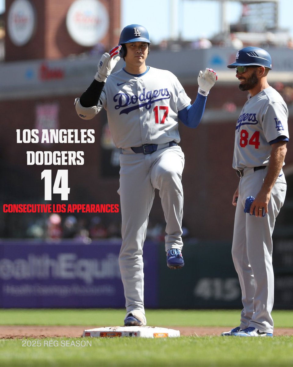 ESPNInsights's tweet photo. October🤝Dodgers

LA is making its 14th consecutive appearance in the Division Series, the longest streak by any team since the round was instituted full-time in 1995 ⚾️

The Dodgers are looking to become the first team to win three straight World Series titles since the 1998-2000 Yankees 🏆