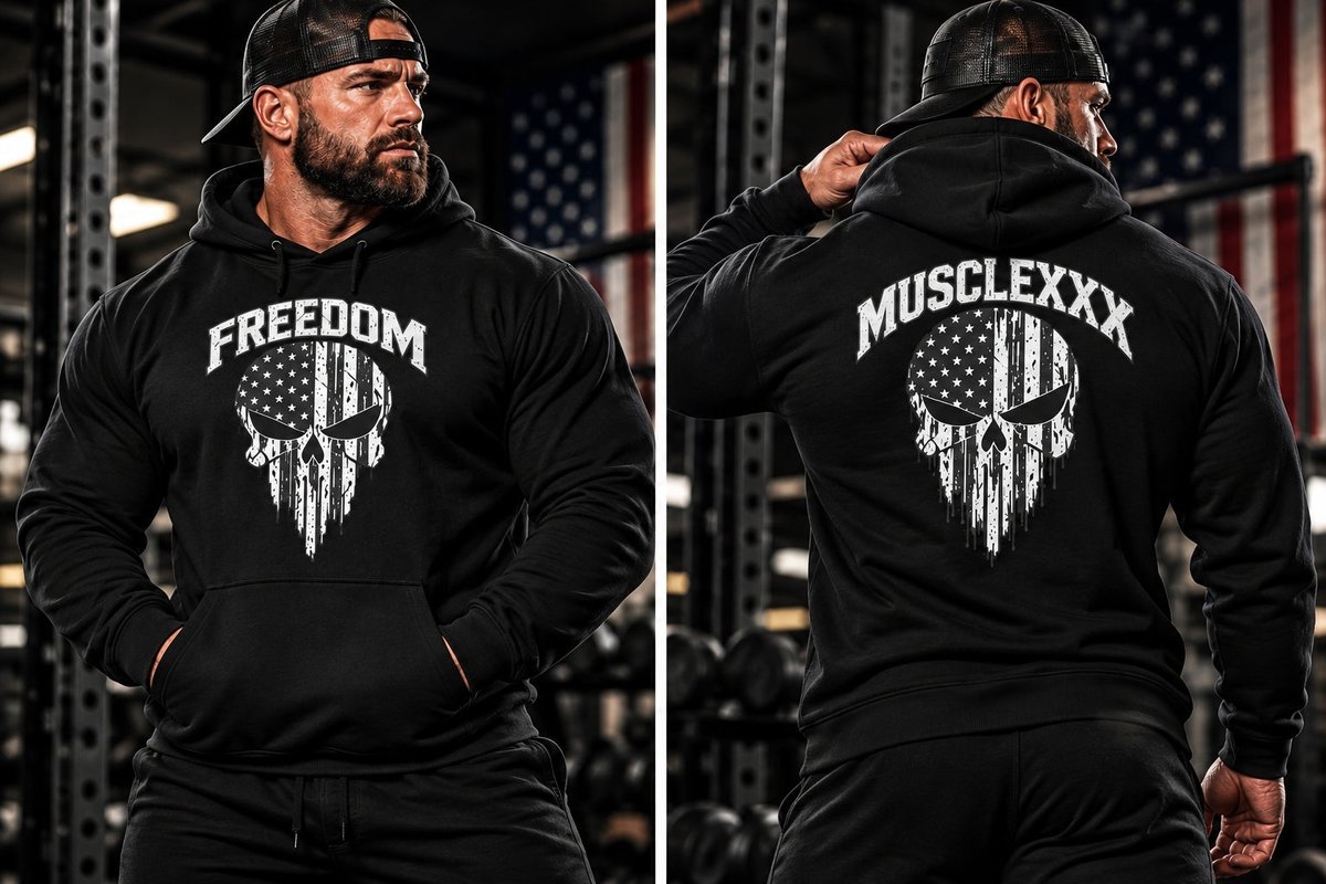 MUSCLEXXXUSA's tweet photo. Slip into the Patriotic Skull Hoodie — $55 of soft fleece, skull-and-flag edge, made for chill nights and low-key fits. Cozy, edgy, and ready to disappear into the vibe. #ad #Hoodies #Fashion Tap the link in bio. https://t.co/A6QPeipOj3