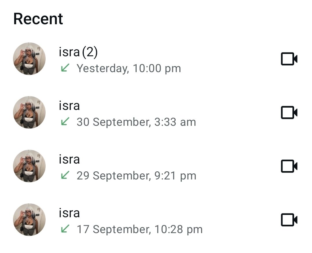 lesbiancastiels's tweet photo. my call log on whatsapp Just being isra #myoomf https://t.co/KRvnUgQJ9s