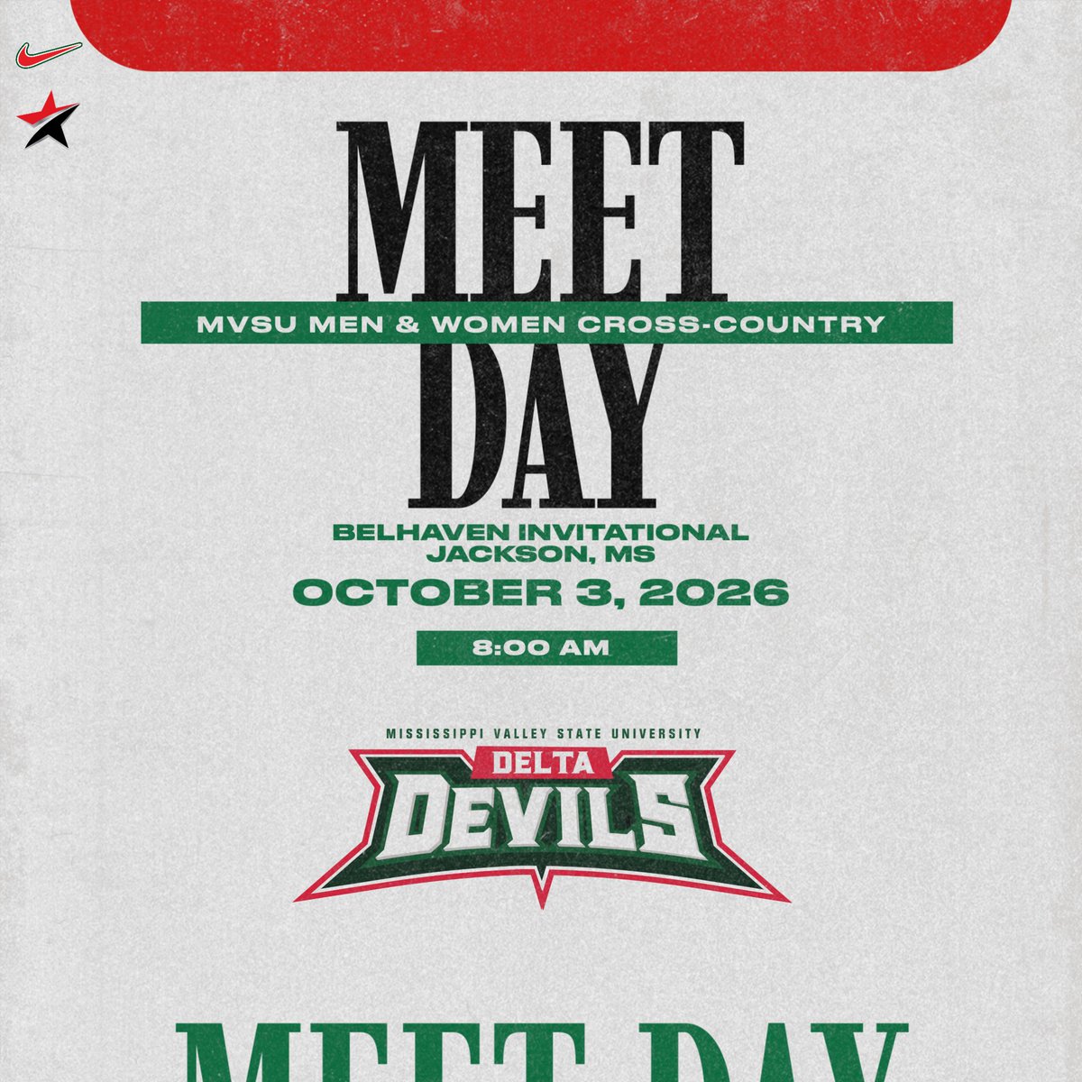 MVSUDevilSports's tweet photo. 🚨MEET DAY 🚨

🆚: Belhaven Invitational 
⏰: 8:00 AM 
📍: Jackson, Miss 

#ValleyInMotion #eleVate https://t.co/T8qxmo7c5b