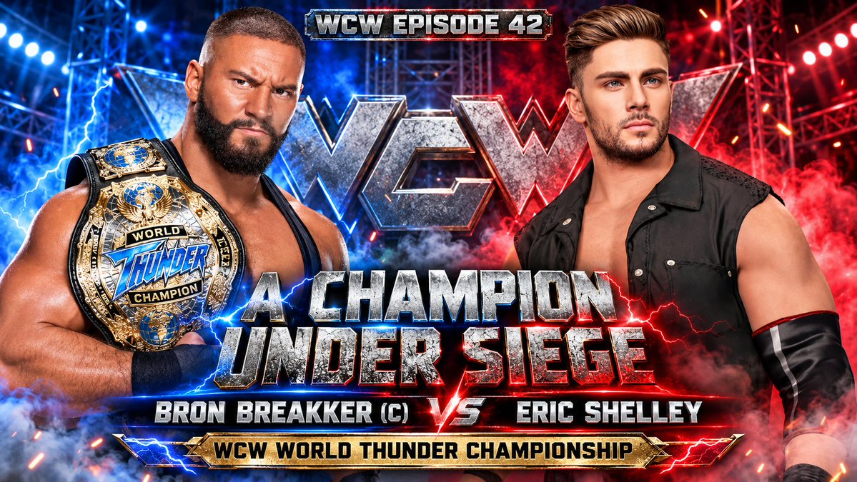 BearForceCubHQ's tweet photo. WCW Episode 42: A Champion Under Siege! Bron Breakker defends the World Thunder Championship against Eric Shelley in a hard-hitting showdown built for chaos.⚡🔥 #WCW #BronBreakker #EricShelley #WorldThunder #Champion #Wrestling #ProWrestling #WCWEpisode42 #TitleMatch #UnderSiege https://t.co/ej8t1FYSIZ