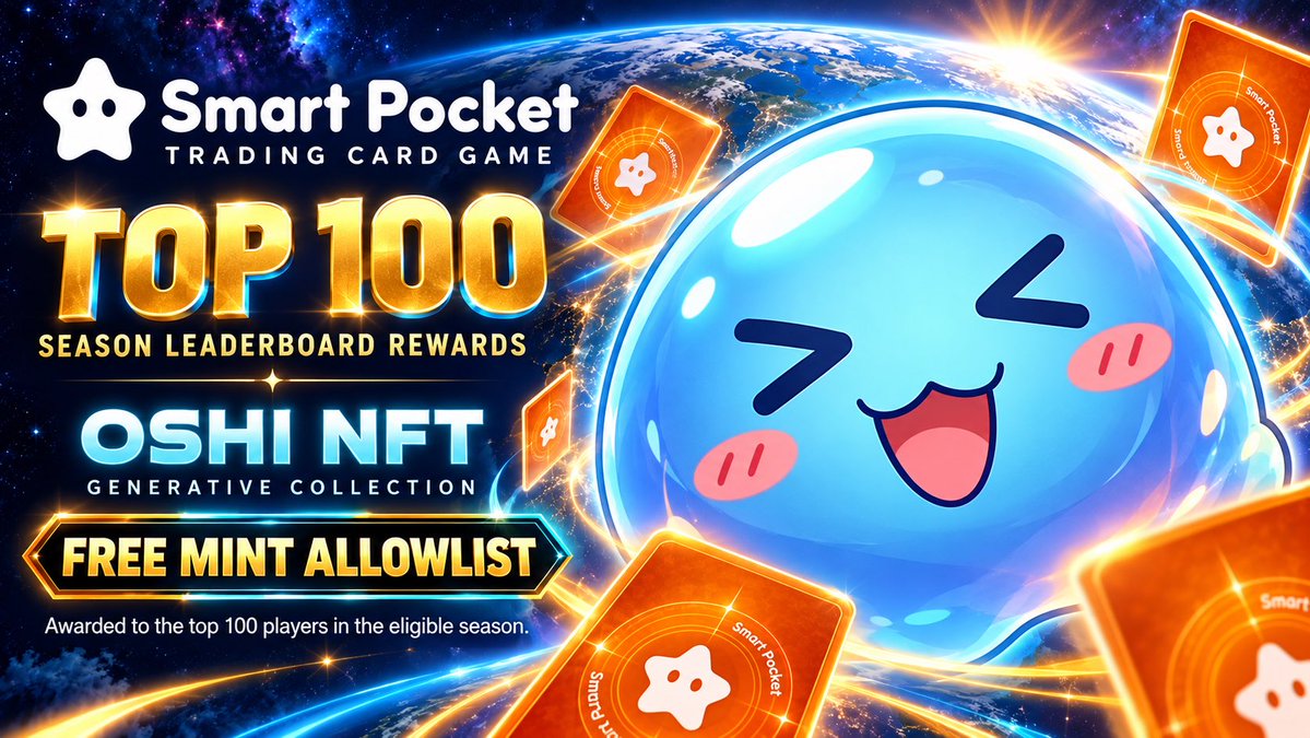 oshilabs's tweet photo. Battle your way to the TOP 100! 🏆

The top 100 players on the Smart Pocket Trading Card Game leaderboard for the designated season will receive FREE MINT allowlist spots for the OSHI NFT generative collection! https://t.co/TuiUfEEjle https://t.co/saTQUldGt5