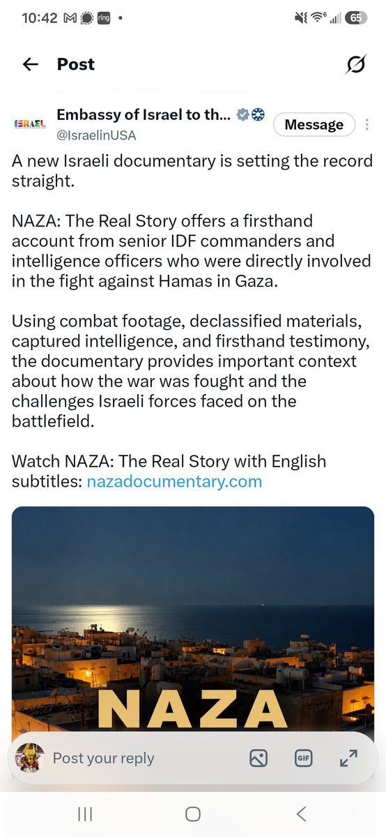 YousefMunayyer's tweet photo. The Israeli government is so desperate to try to prevent people from watching Naza that they had to create a propoganda film using the same name and a duplicitous url to confuse people.  It reeks of desperation. https://t.co/2DV6dfXJBM