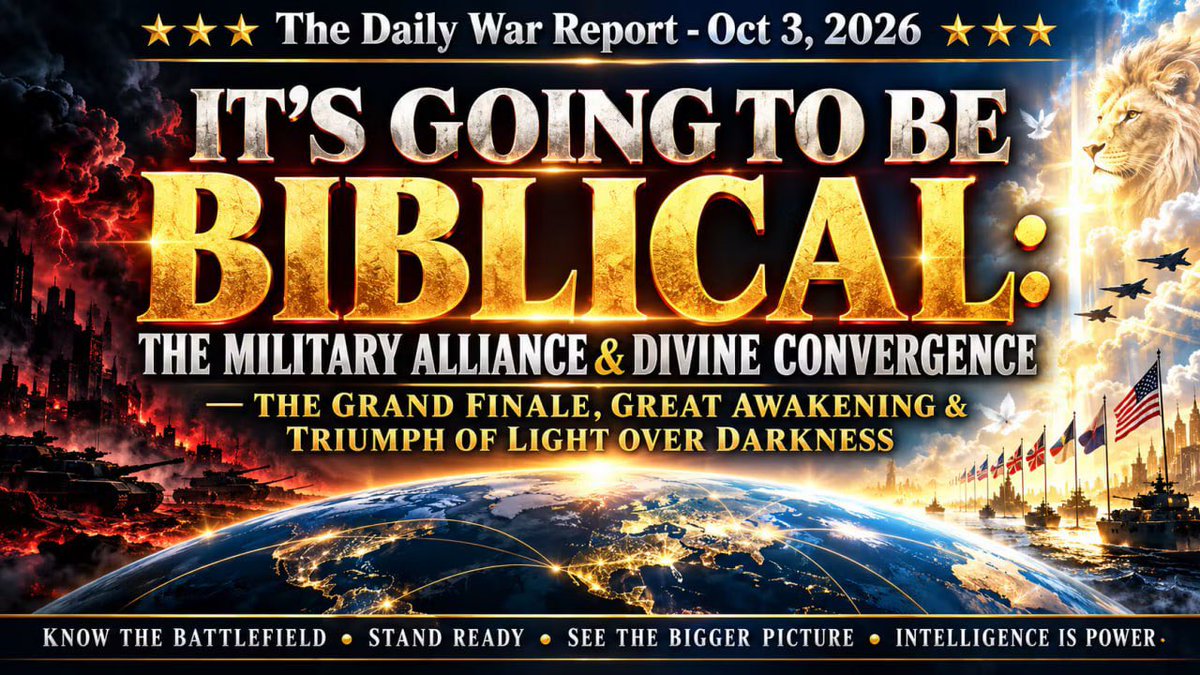 AnnaGrace69's tweet photo. Daily War Report - Oct 3, 2026
IT’S GOING TO BE BIBLICAL: THE MILITARY ALLIANCE &amp; DIVINE CONVERGENCE — THE GRAND FINALE, GREAT AWAKENING &amp; TRIUMPH OF LIGHT OVER DARKNESS
https://t.co/1Mis2KzINt

View All: https://t.co/tmptPMd6Oo

J✪in Here https://t.co/Y2i4kHQN8c https://t.co/4H2FsShG2V