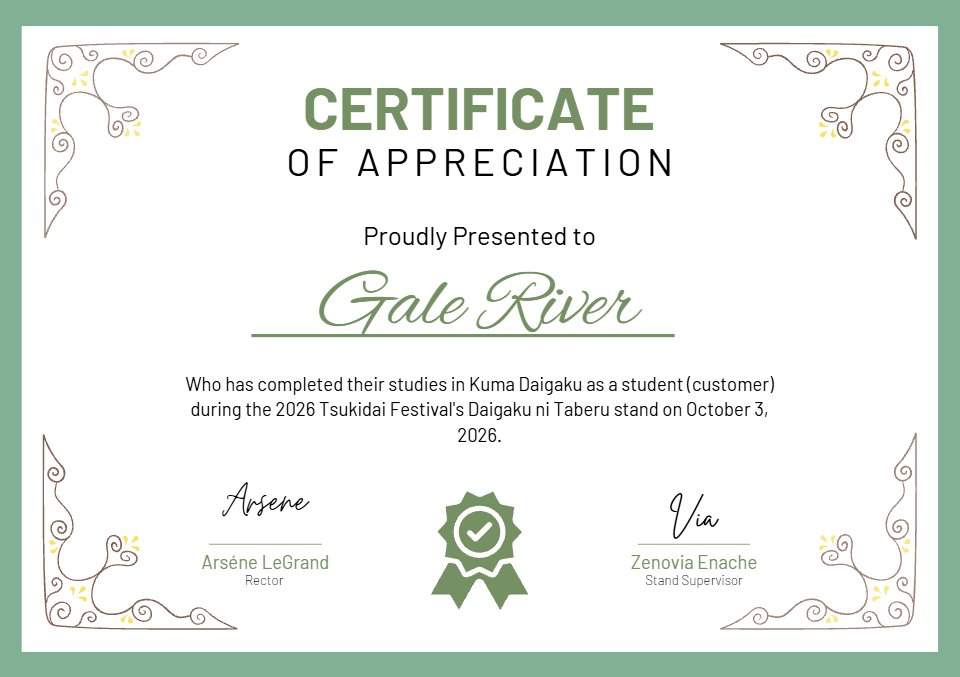 ItsMisxki's tweet photo. @tirredoflife "Oh ya, karena tuan memesan paket tersebut.. Berikut adalah bukti ijazah tuan karena telah mengunjungi stan Dai-Tabe!" Ucapnya dan memberikan ijazah tersebut.

"Tolong juga feedback tuan ya melalui form berikut."
https://t.co/LAT0Niwsd3 https://t.co/gu3Cag5vQa