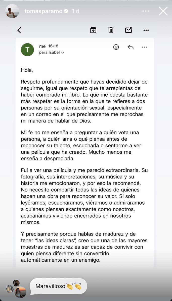 albammmedina's tweet photo. Esto de Tomás Páramo tras recibir críticas por ver “La bola negra” https://t.co/q37NUosmsj