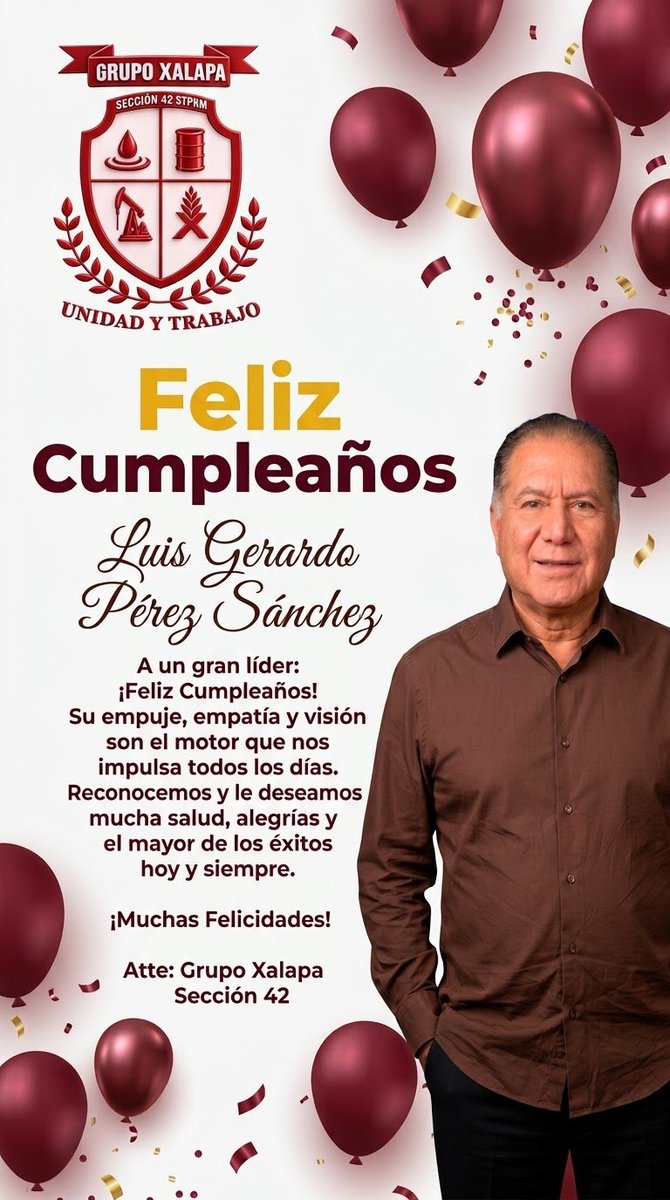 GRUPO_XALAPA42's tweet photo. Hoy celebramos el cumpleaños y el gran liderazgo de nuestro líder @lgps03101 De parte de todo el Grupo Xalapa de la @Seccion42_STPRM , le deseamos un día excelente lleno de salud y mucho éxito. ¡Muchas felicidades! https://t.co/ghEoQau8Ct