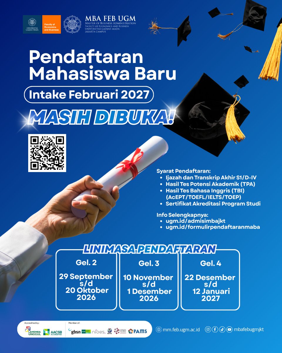 Kelas_ppds's tweet photo. Pendaftaran MBA FEB UGM 2027
info kursus PAPs dan AcEPT UGM : https://t.co/amPjzlHmxz
#kelastpatbi #papsugm #aceptugm https://t.co/VjenMS9PkM