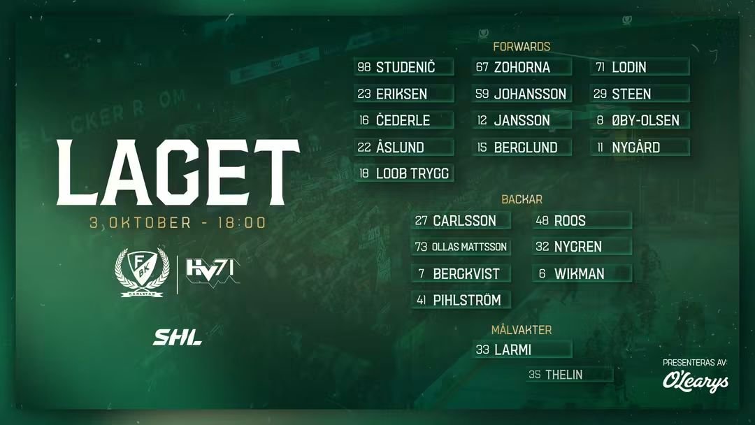 micke_mh's tweet photo. Färjestad BK Teamed up against HV71 #fbkse #FärjestadBK #SHL #MotDetElfte @farjestad_bk https://t.co/myf0Xgqjx5