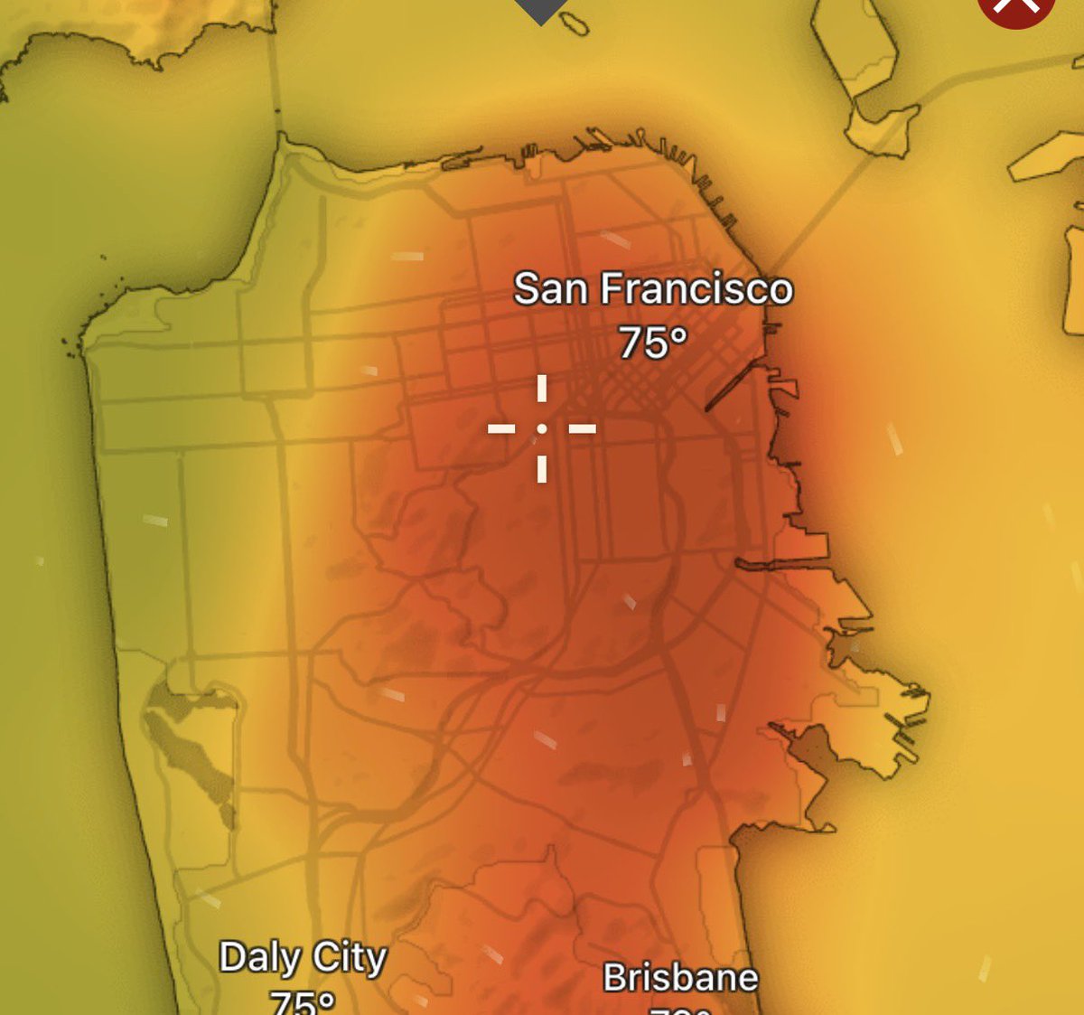 elaifresh's tweet photo. 35-degree temperature gradients forecast today in SF

92 downtown and 57 at Ocean Beach

Apps get bamboozled and just say “75” https://t.co/vfTD2UVb4g