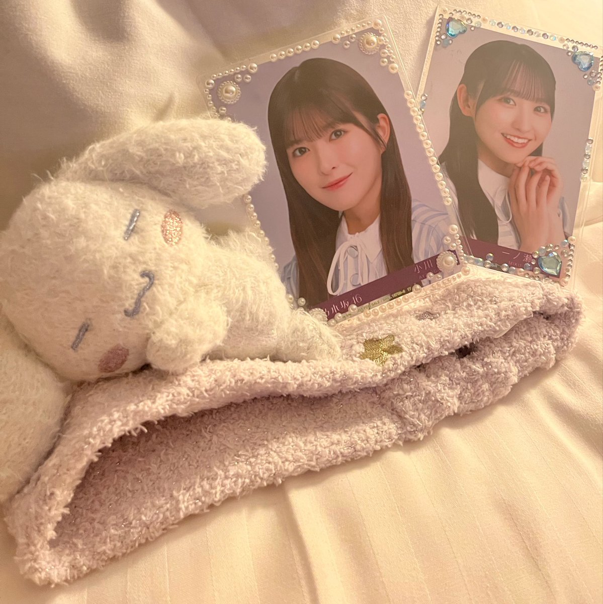 Cha_aya8's tweet photo. 今日はとある場所に来たので、あやみくを連れてきました
さくたんの付けていたシナモンのヘアバンドは可愛すぎて買ってから日々のお供🎶
それではあやすみ〜 https://t.co/Vtri5x4ldq