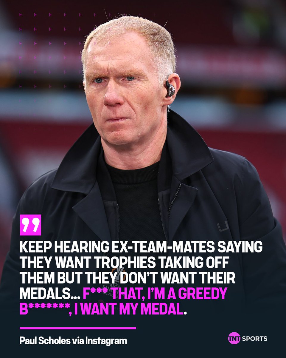 footballontnt's tweet photo. Paul Scholes has made it clear... he wants those Premier League medals if Manchester City lose their appeal 😅🥇 https://t.co/n6exBBuBpE