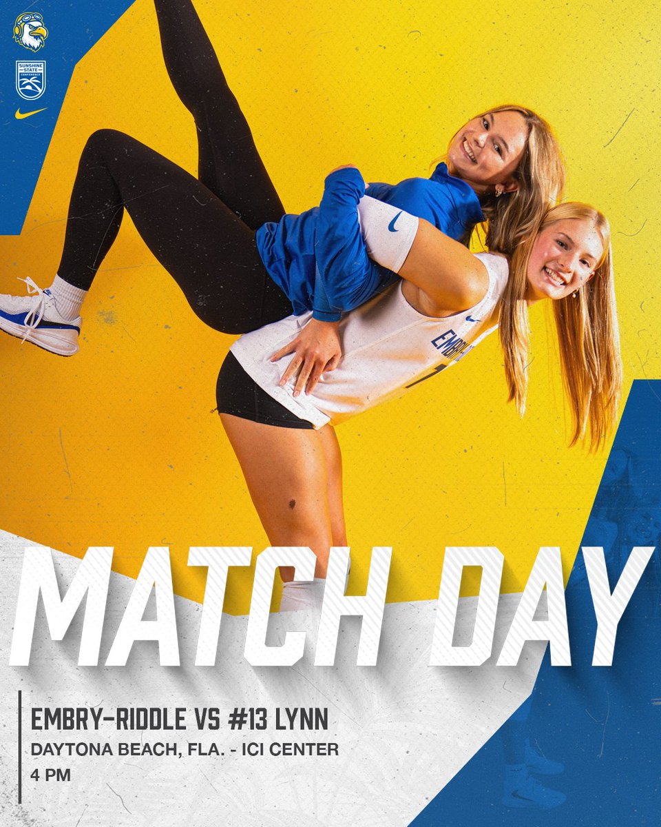 ERAUVolleyball's tweet photo. Match Day! 🏐

🕕 4 PM ET
🆚 #13 Lynn
📍ICI Center

#GoERAU #TogethERWeWin #ERAUVolleyball https://t.co/NbfFlj8zW9