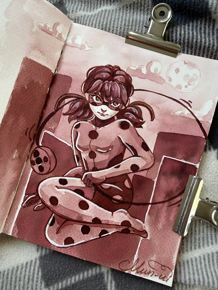Munuixx's tweet photo. Inktober 3/31 
Bugs 🐞

Miraculous Ladybug. The story of how I created this illustration is a long one—everything went wrong.

#inktober2026 #ladybug #sketchbook https://t.co/u7l5q4mcLA