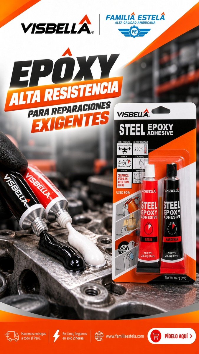 visbelladefe's tweet photo. ⚙️ Reparación difícil: So What. 🖤🤍 VISBELLA Epoxy Black + White combina 2 componentes para reparaciones exigentes en metal y otros materiales. 🔥 De Perú para #LATAM. 🚚 Todo el Perú | ⚡ Lima: 2 h #VISBELLA #SteelEpoxy #ReparacionAutomotriz https://t.co/xsMzDoExPB