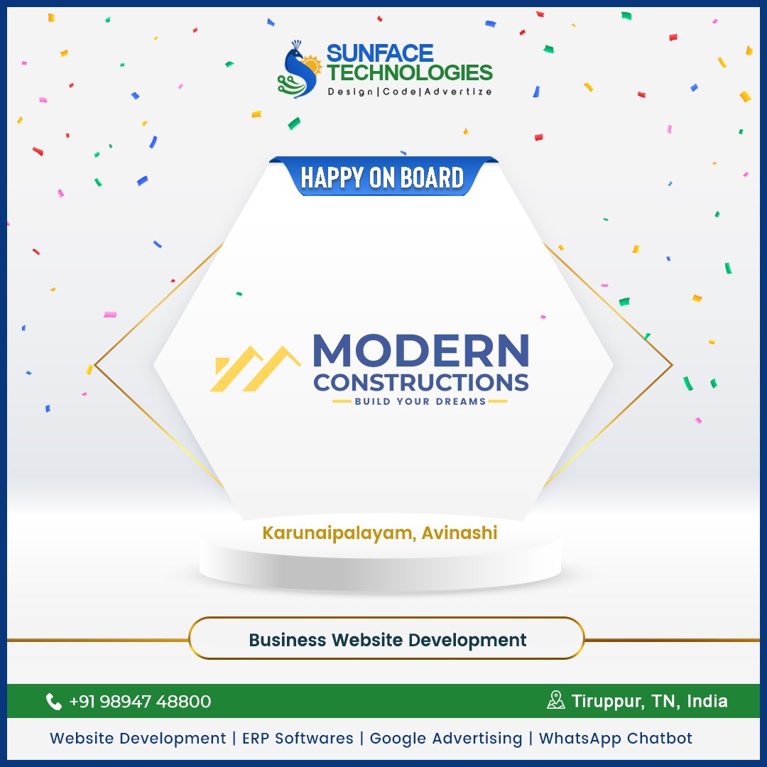 sunfacein's tweet photo. Happy to collaborate with Modern Constructions, Avinashi as our New Client for Building Construction Website Development services.
.
.
.
#NewClient #WebsiteDesign #BusinessWebsite #BuildersConstruction #WebDevelopment #SunfaceTechnologies #Avinashi #Tirupur #TamilNadu https://t.co/vx6NQtX55Q