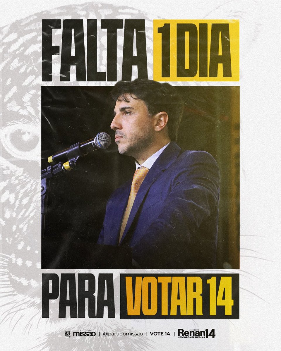 PartidoMissao's tweet photo. AMANHÃ É DIA DE VOTAR 14!

BORAAAAAA 🐆🇧🇷 https://t.co/4KC10oVl9s