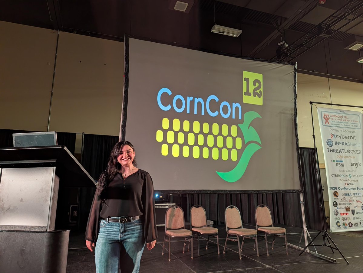 IOActive's tweet photo. Thanks to everyone who joined Megan Holliday's session at @cornconcyber Conference yesterday! 🌽 Great questions, great conversations, and a packed room. A few highlights below.  

Want to see how IOA helps orgs stay ahead of real-world threats? 👉 https://t.co/lJnuyRYKUi https://t.co/mBZZXIbVwF