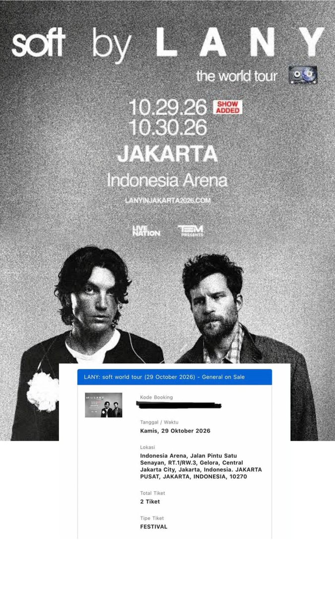 crunchypraline's tweet photo. WTS Lany Day 1, 2 Tix Festival (standing)
alasan jual karena gajadi nonton, boleh harga underweb, punya pribadi yaa ✌🏻 https://t.co/ZWAn5cyDaC