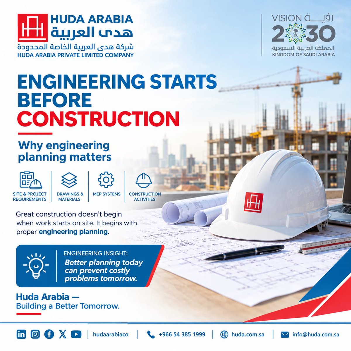 hudaarabiaco's tweet photo. Engineering Insight:
π Better planning today can prevent costly problems tomorrow.
Huda Arabia β Building a Better Tomorrow.
#HudaArabia #EngineeringInsights #Engineering #Construction #ConstructionSaudiArabia #Riyadh #EngineeringSolutions #ProjectManagement https://t.co/pebe4ynvjv