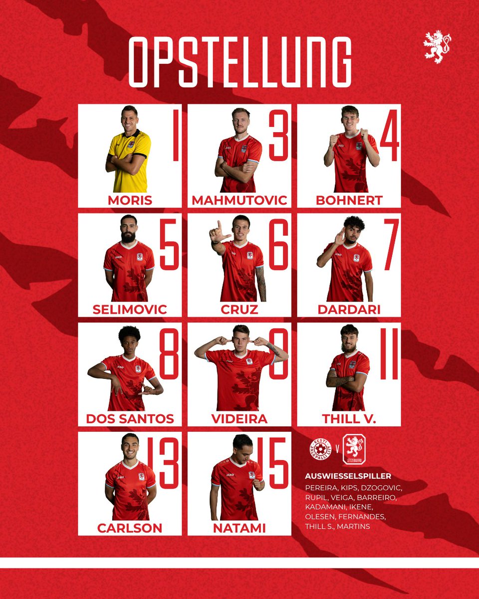 flf_lu's tweet photo. TEAM NEWS📋🔴🦁
#RoudeLéiwHuelSe #ESTLUX https://t.co/TrcScXsX6s