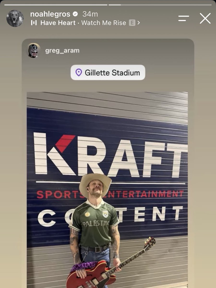 CountryCentral's tweet photo. Zach Bryan and members of his band wore "Free Palestine" shirts during Friday night's show at Gillette Stadium in Foxborough, Massachusetts. 

The moment comes weeks after stadium owner Robert Kraft barred Macklemore from opening Ed Sheeran's shows at the venue over the Macklemore's pro-Palestinian remarks, citing what he described as a history of antisemitic rhetoric.