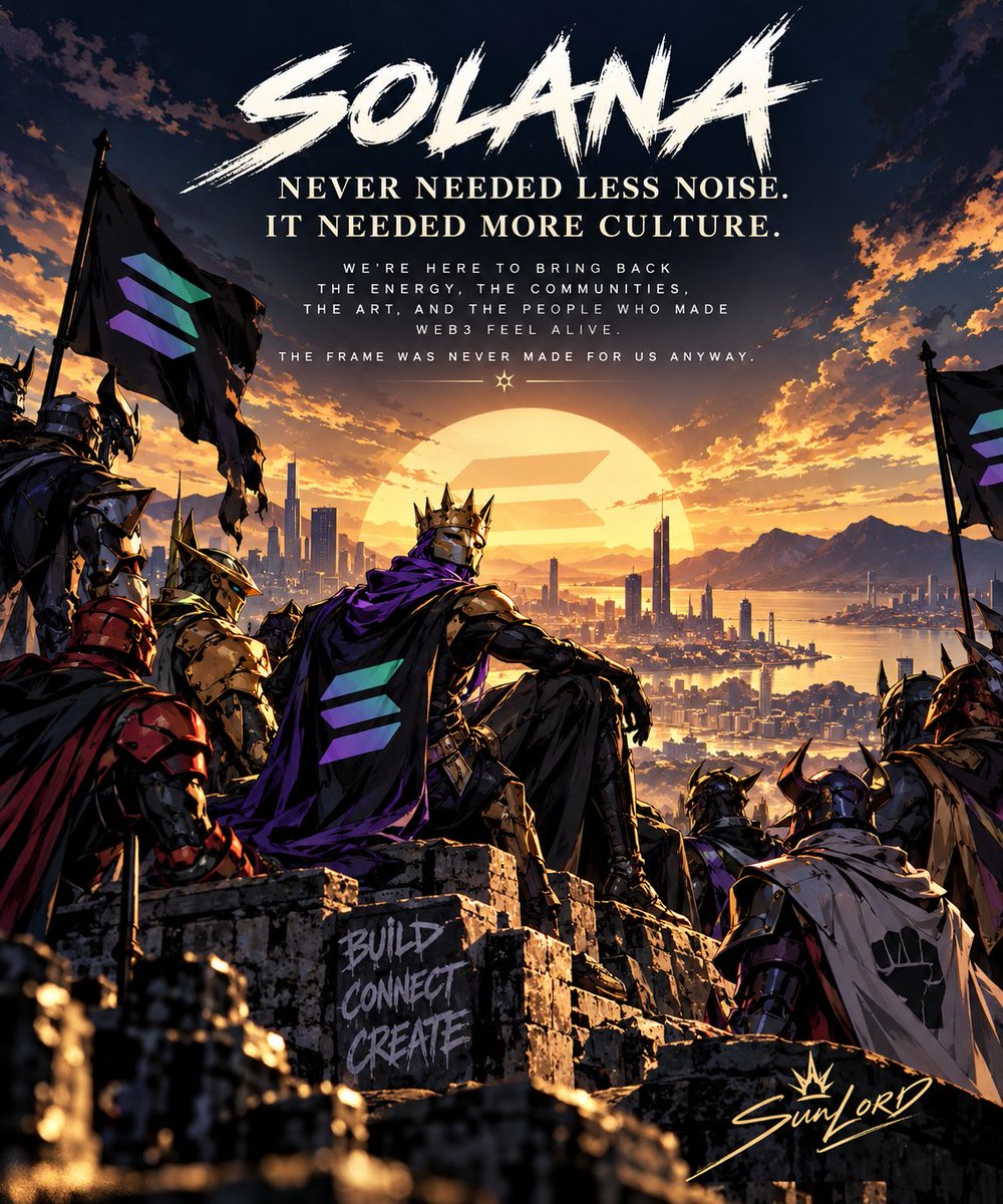 0xSun_Lord's tweet photo. They said Solana hype was dead.
Good. We prefer resurrection stories.
Building. Connecting. Creating.
Welcome to SunLord. ☀️
#Solana #SolanaNFT #NFTCommunity #Web3 #NFTCollab #Web3Art #SolanaCommunity #SunLord https://t.co/rrdsW9lcm9