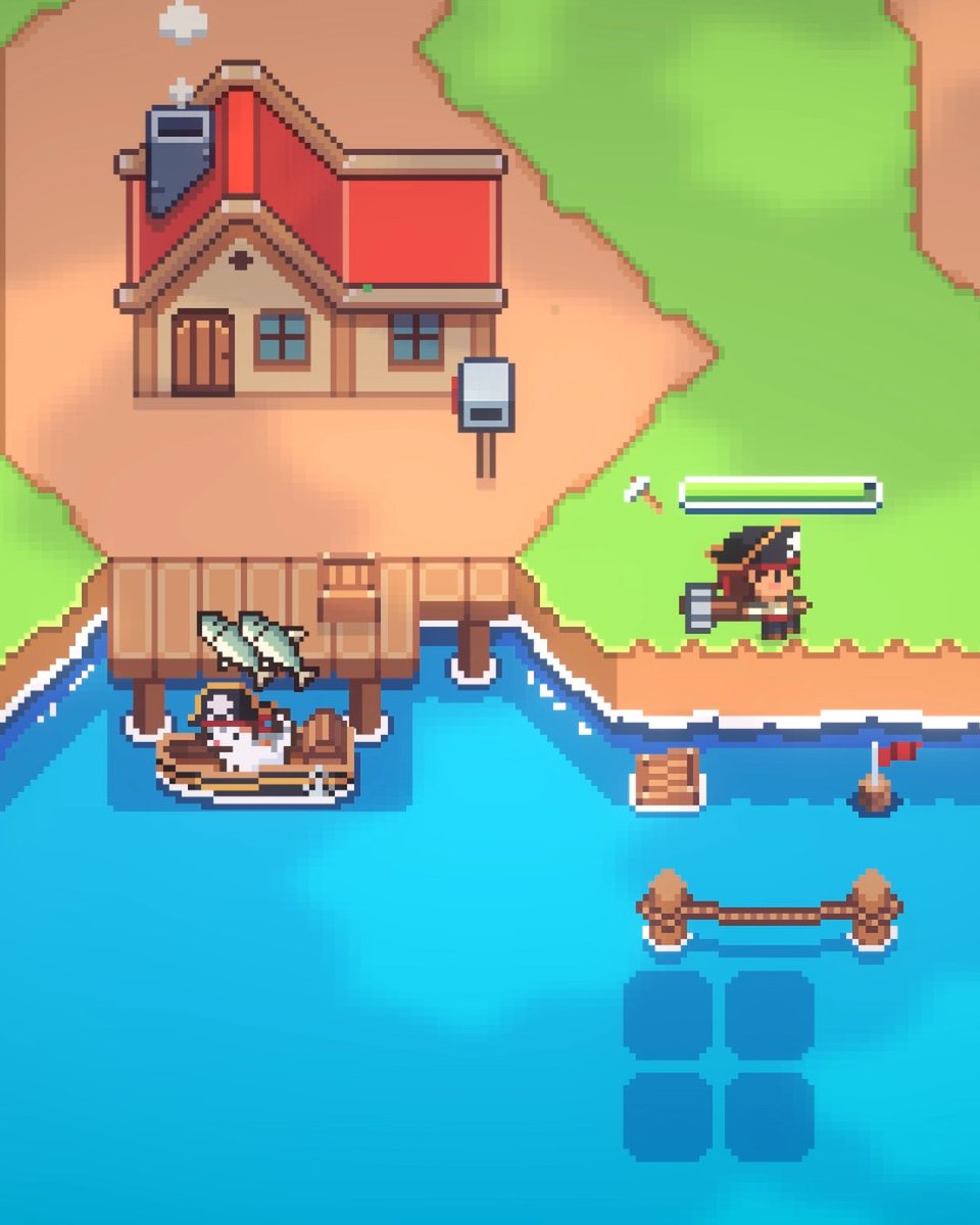 Karlegrund's tweet photo. Celebrating announcement week and #ScreenshotSaturday by adding another cute outfit for Sidney and Captain Sally! Check out the demo on steam if you haven't already!
https://t.co/zQSA8E1ZPp
#IndieGame #GameDev #CozyGames #FishingGame #PixelArt #IdleGame #ゲーム制作 #SteamGames https://t.co/OyVcAqlAm4