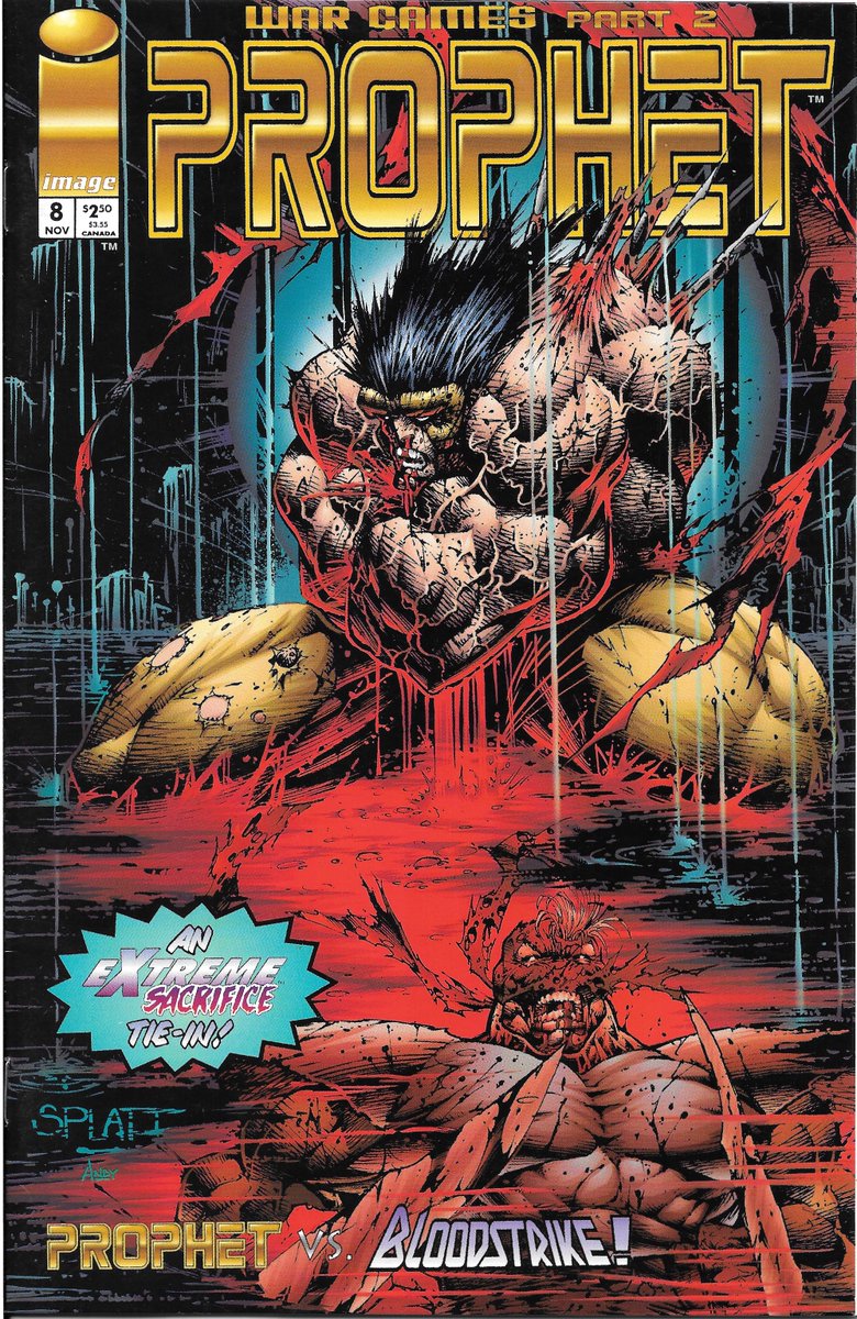 RobMessick's tweet photo. Part two of WarGames runs through Prophet 8. Art by Stephen Platt. Prophet vs Bloodstrike in one of the best brutal fights of the 90s.
#BloodStrike & #Prophet created by @robertliefeld
@Stephen_Platt #StephenPlatt #ExtremeStudios
@ImageComics #WarGames #ExtremeSacrifice https://t.co/jGm5fiTuyX